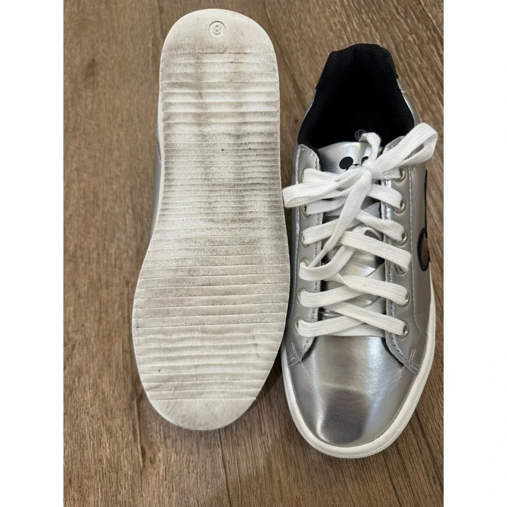 Aldi Disney Mickey Mouse Metallic Silver‎ Black Sneakers Size 8